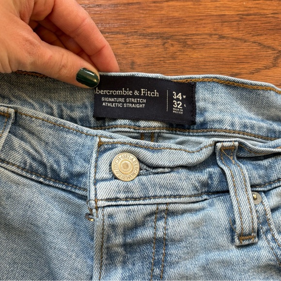 Abercrombie & Fitch Jeans Athletic Straight Signature Stretch Denim Mens 34 X 32 - Picture 3 of 5